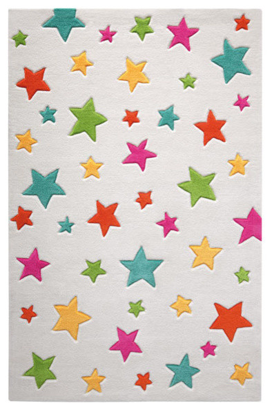 Smart Kids Simple Stars 3984-07 Rug, White, 150x220 Cm