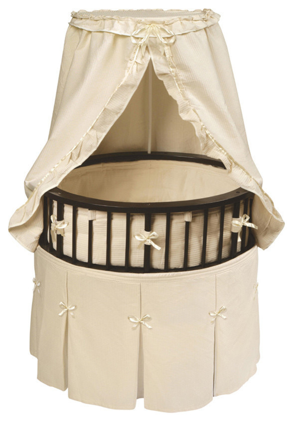 Badger Basket Co White Elite Oval Bassinet With Waffle Blue Trim Bedding Traditional Cradles And Bassinets By Here2 Houzz Badger Basket Co White Elite Oval, Badger Round Bassinet Bedding