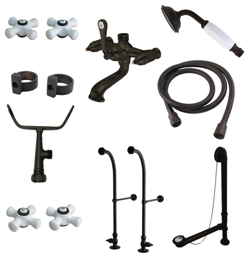 Freestanding Clawfoot Tub Faucet Combo, 2213/16 Inch Water Supply Line