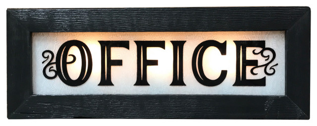 Vintage-Style Lighted Glass Office Sign