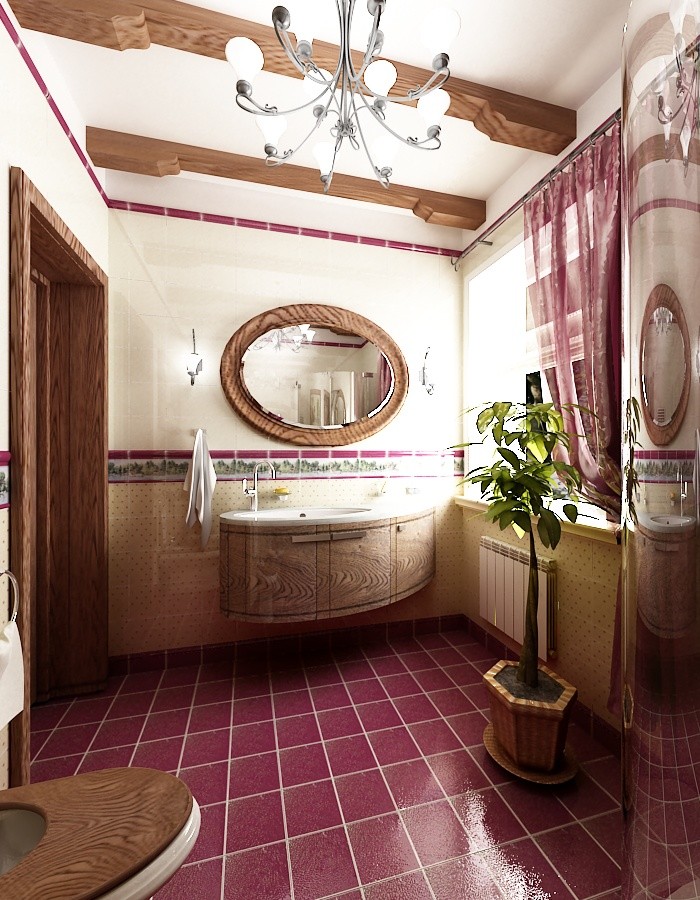 Дизайн-проект ванной 2 в стиле "Шале".