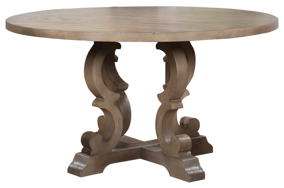 Catonsville Rustic Natural Oak Round Dining Table