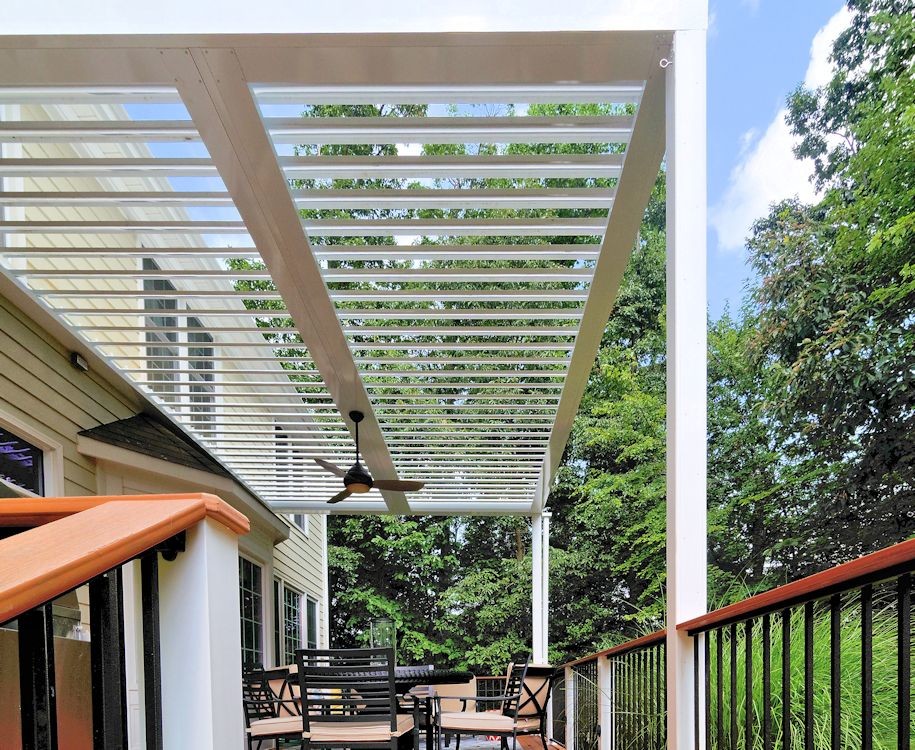 Photo of a mid-sized traditional backyard deck in DC Metro with a pergola.