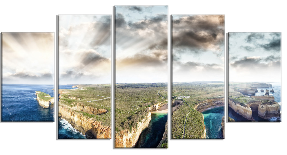 "Twelve Apostles Sunset" Landscape Photography Metal Wall Art, 60"x32