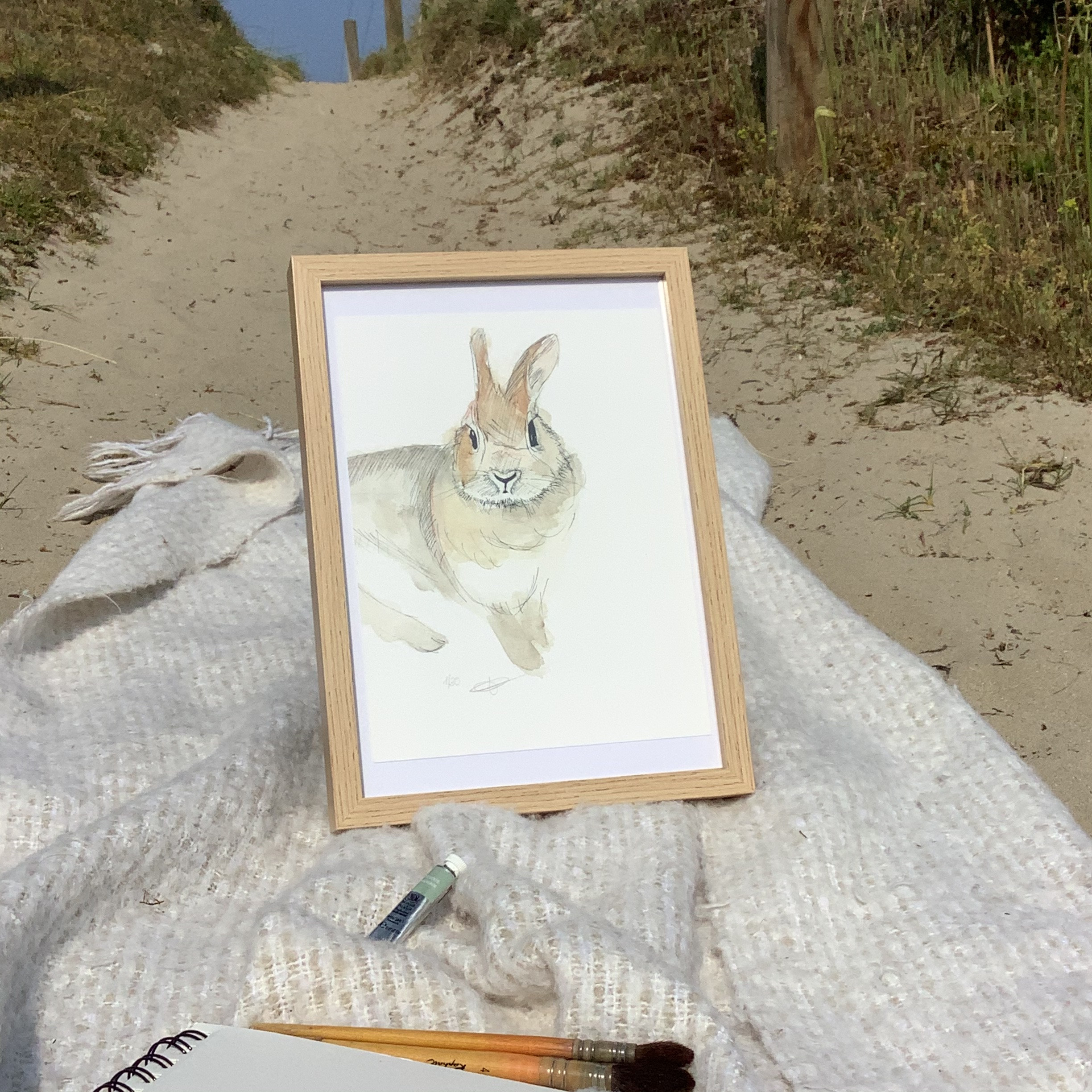 Aquarelle artisanale – Ginette sortie de dune