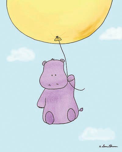 Up Up and Away - Hippo, Ready To Hang Canvas Kid's Wall Decor, 8 X 10