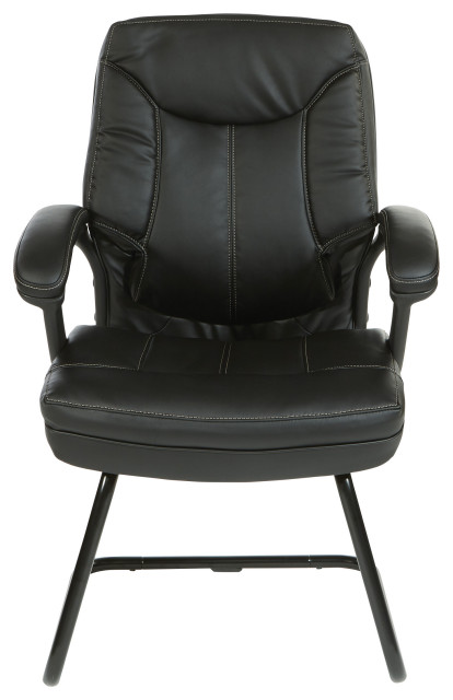Executive Black Faux Leather Visitor Chair With Contrast Stitching Contemporary Office Chairs By Office Star Products