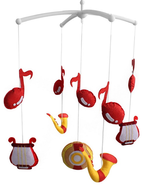 Musical Note Cute Bed Bell Baby Crib Rotatable Musical Mobile