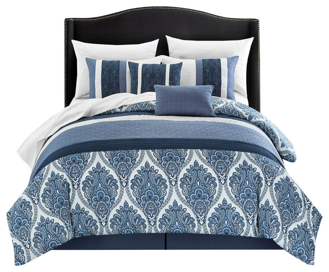20 Piece Vivaldi Queen Comforter Set Blue