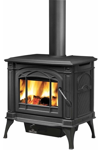Banff Series Cast Iron Wood Stove Metallic Black Transitional