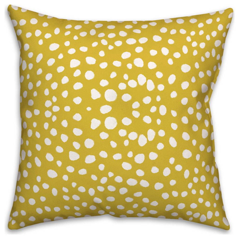 Yellow Painted Spots 18x18 Spun Poly Pillow
