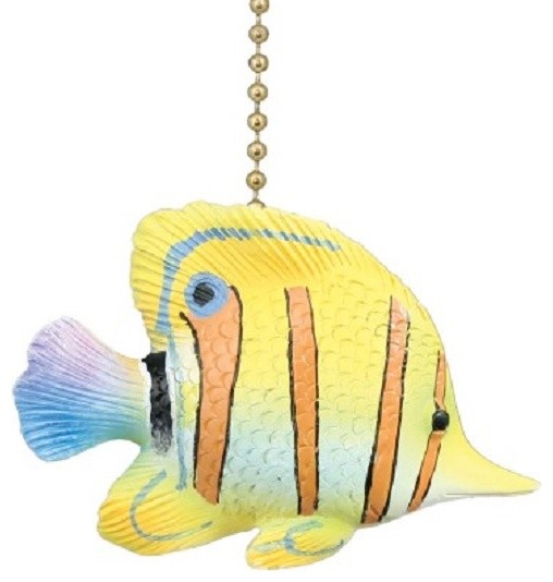Tropical Yellow Angel Fish Ceiling Fan Light Pull Beach Style