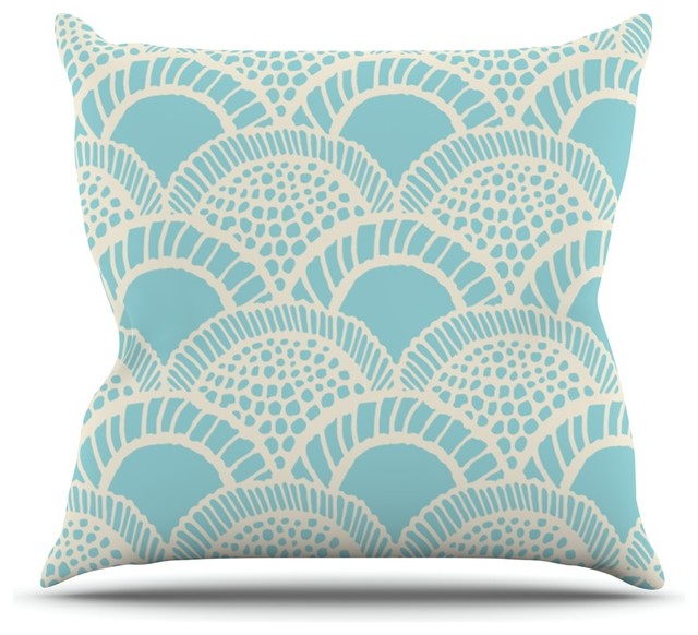 Kess InHouse Suzie Tremel "Heathered Scales" Blue Tan Throw Pillow