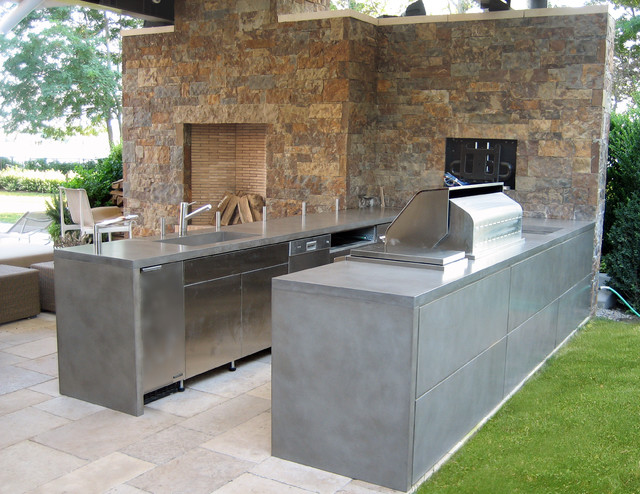 Outdoor Gray Custom Concrete Kitchen Countertops Contemporary