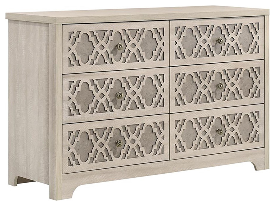 Cosona Home Azienda 6Drawer Engineered Wood Dresser in Dusty Gray/Oak