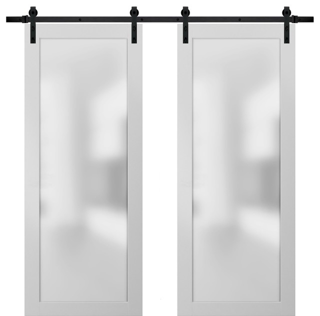 Planum 2102 Interior Closet Double Barn Doors White Silk