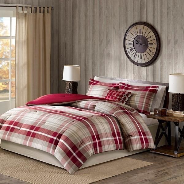 Woolrich Oversized Cotton Comforter Set In Tan Red Finish Wr10