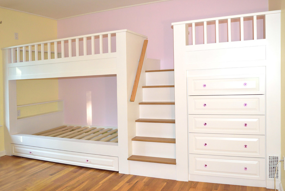Kid S Room Built In Bunk Beds Dresser Play Area Transitional
