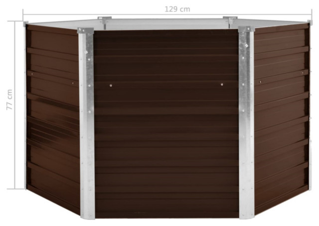 Vidaxl Garden Raised Bed Brown 50.8"x50.8"x30.3" Galvanized Steel
