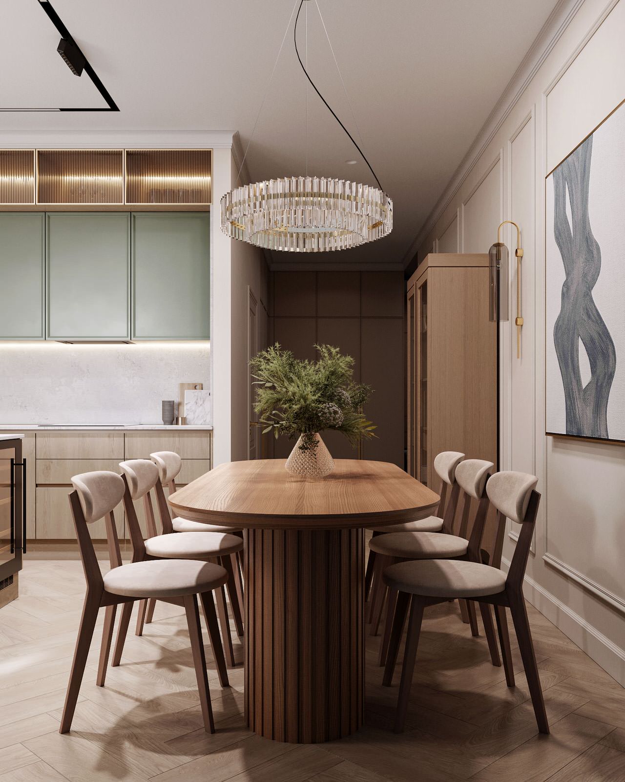 Уютная кухня - гостиная для большой семьи