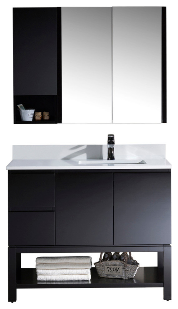 Monaco 42 Right Vanity Set With Medicine Cabinet And Wall Cabinet Contemporary Bathroom Vanities And Sink Consoles By Blossom Kitchen Bath Supply