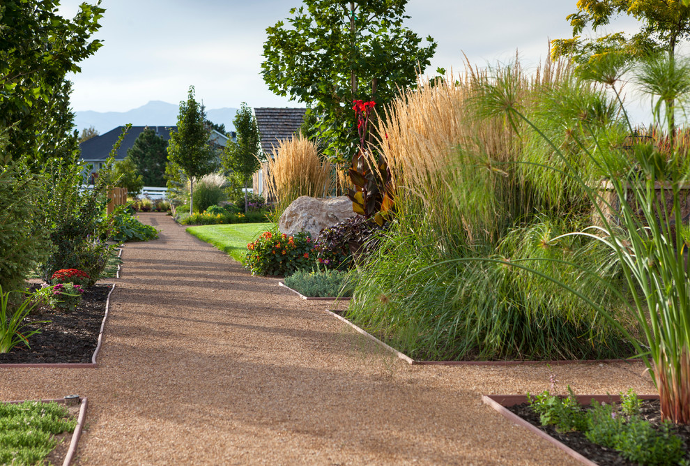 Design ideas for a contemporary full sun garden in Salt Lake City with a garden path.