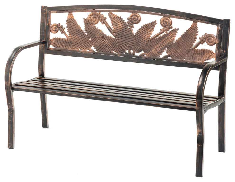 Fern Metal Garden Bench Tropical Outdoor Benches by J. Thomas