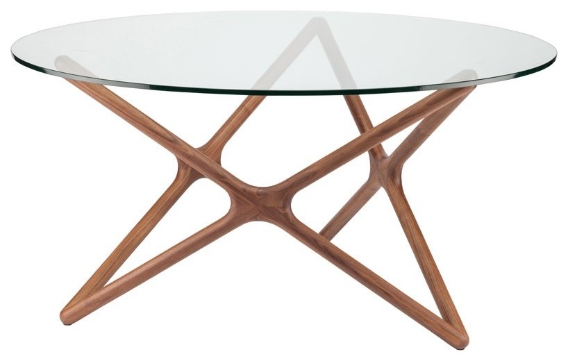 Star 44-Inch Round Dining Table With Glass Top - Midcentury - Dining