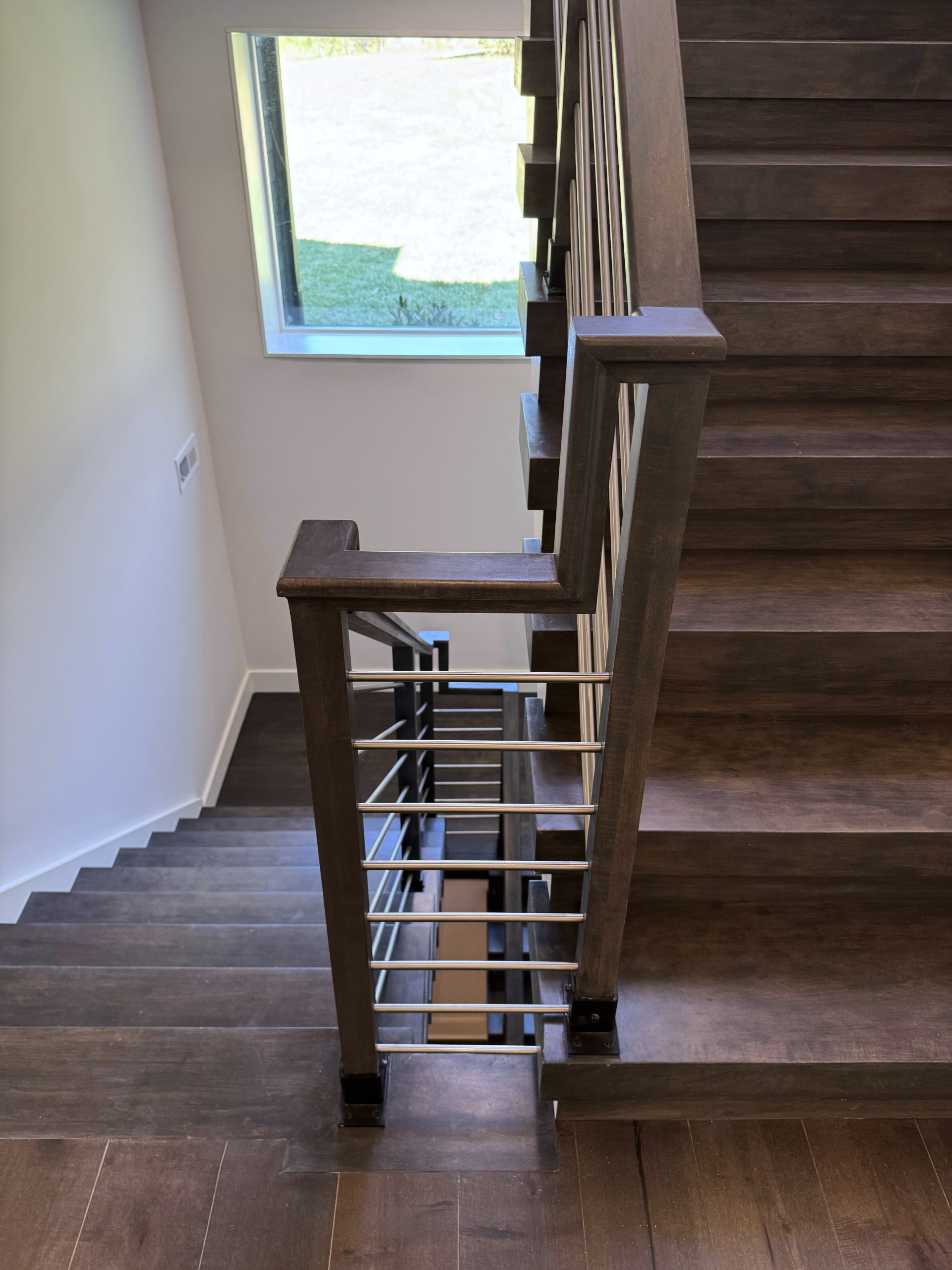 137_Transitional Maple Staircase with Stainless Steel Rail, Clifton, VA 2014