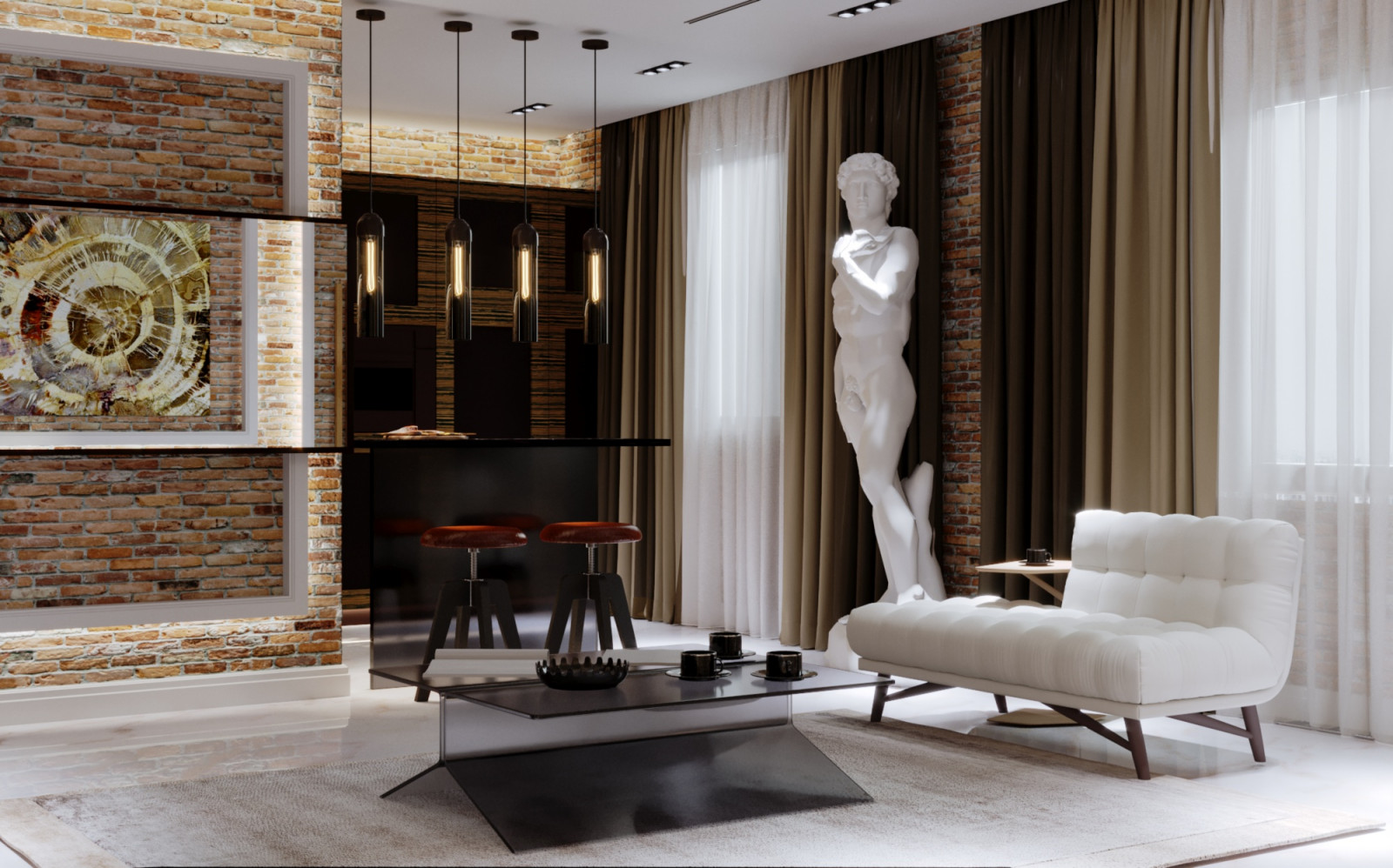 Имиджевая квартира для молодой пары в стиле лофт