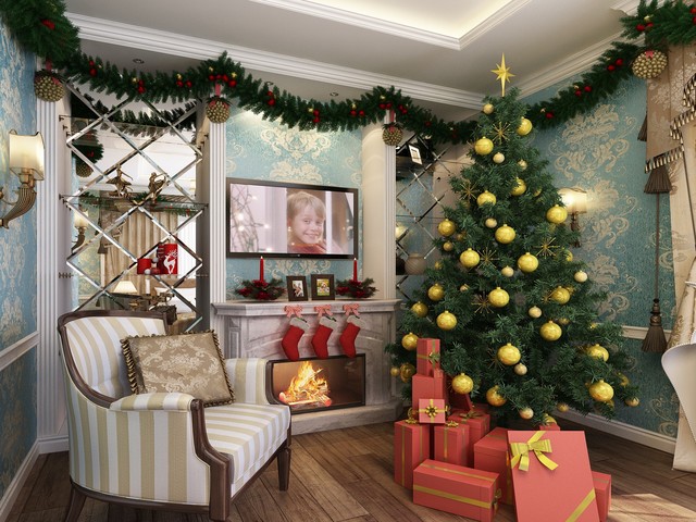 Christmas interior transitional-rendering