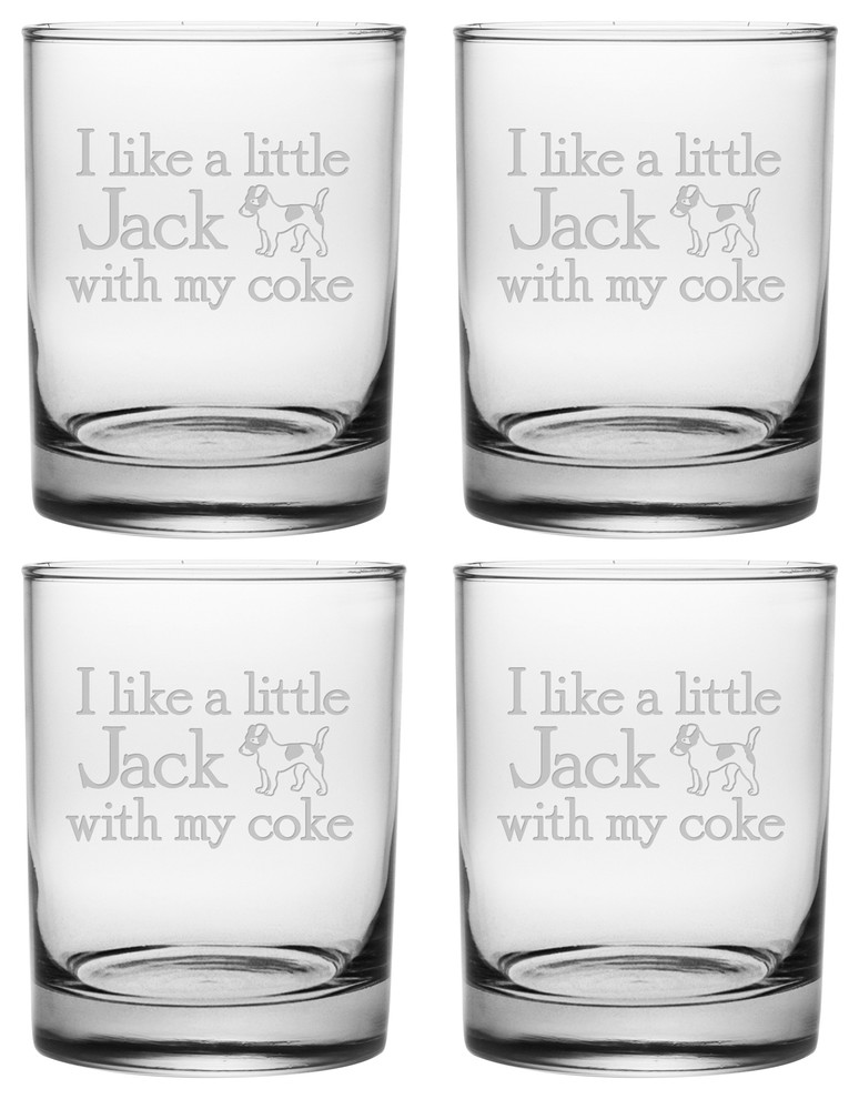 "A Little Jack With My Coke" Rocks Glasses, Set of 4