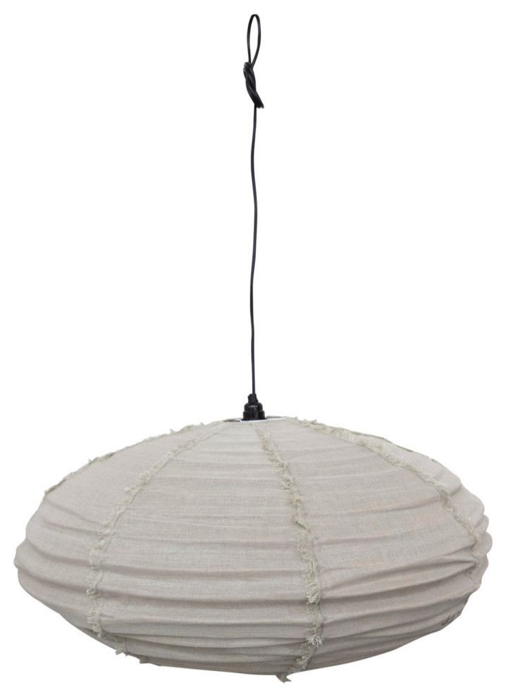 Linen and Cotton Pendant Lamp With Frayed Edges