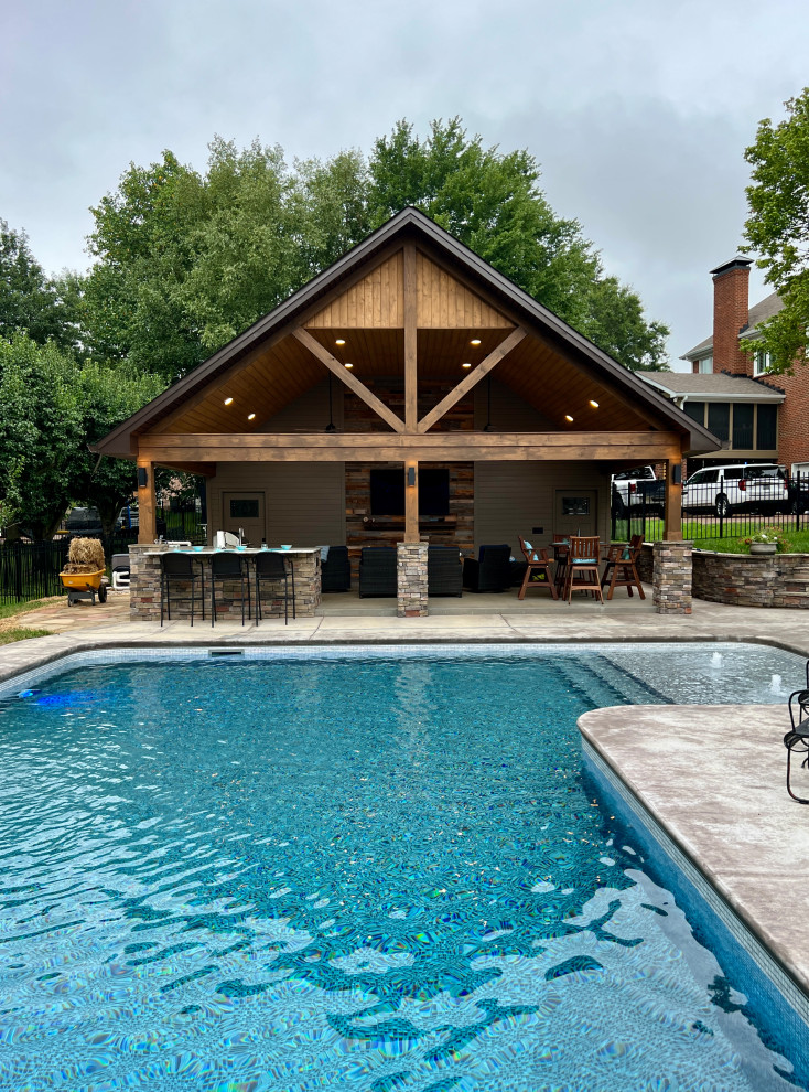 L Shaped Pool and Pool House