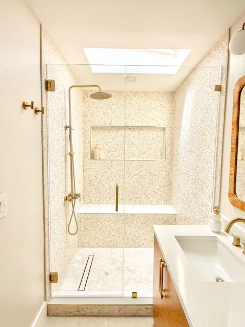 Luxurious Stone Skylight Primary Shower tropical