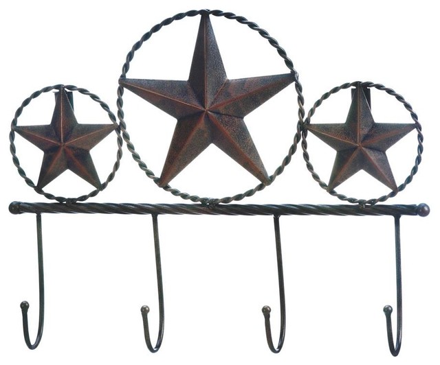 Iron Texas Star Wall Hooks Plaque Southwestern Wall Hooks By