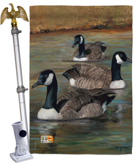 Geese Garden Friends Birds House Flag Set Modern Flags And