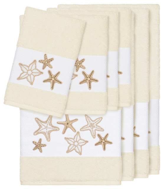 Lydia 8Piece Embellished Towel Set Beach Style Bath Towels by