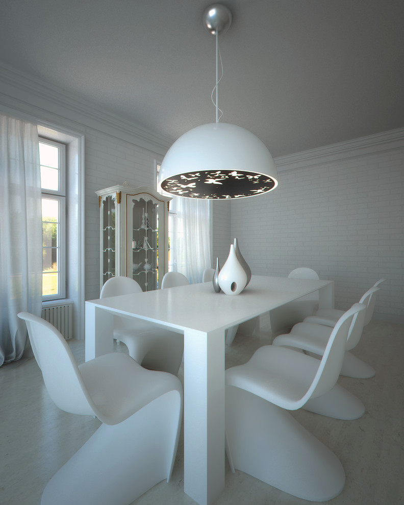 Inspiration for a large modern enclosed dining room remodel in Atlanta with gray walls