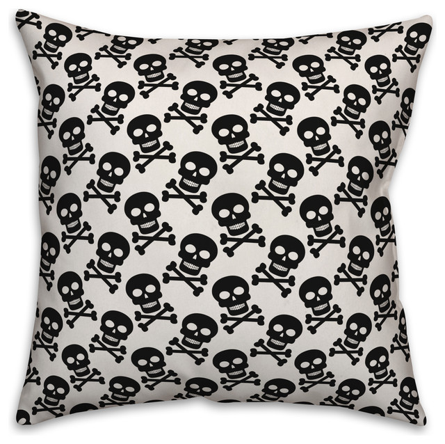 Skull Pattern White 18"x18" Throw Pillow