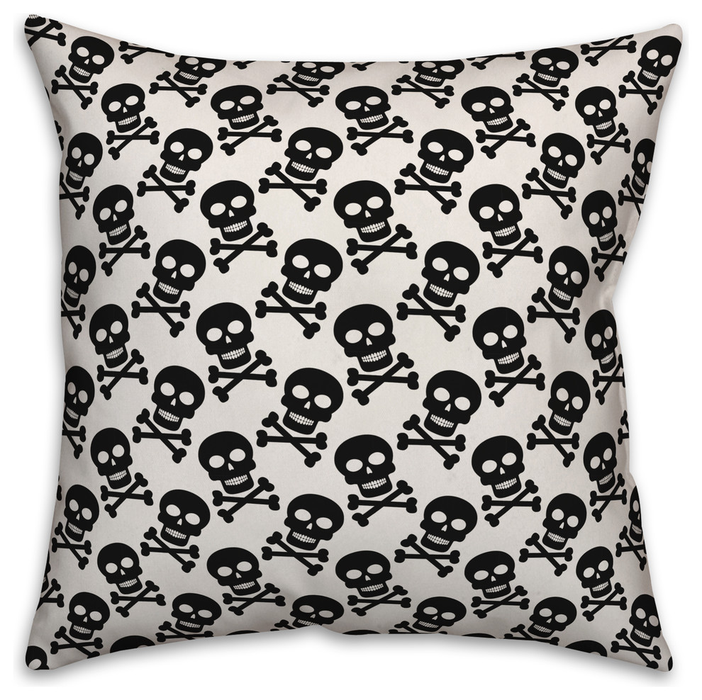 Skull Pattern White 18"x18" Throw Pillow