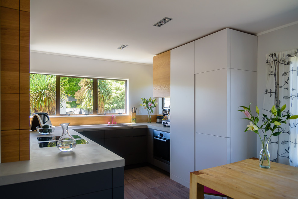 Contemporary u-shaped eat-in kitchen in Other.