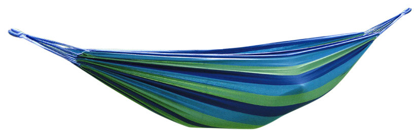 Brazilian Style Double Hammock, Blue & Green Stripes