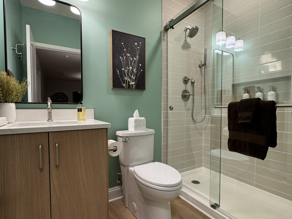 Modern Basement Bathroom with Rift-Cut Oak Vanity