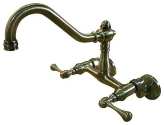 Vintage Double Handle Wall Mount Kitchen Faucet - Traditional - Kitchen ...