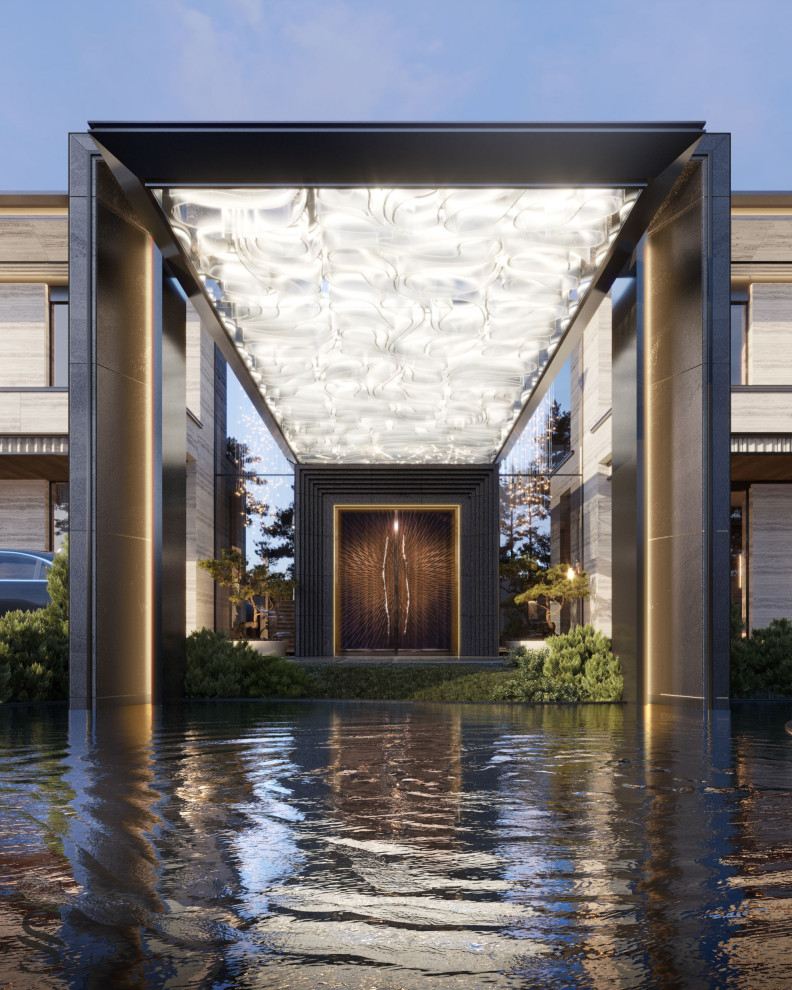 Эффектная арка на входе в дом