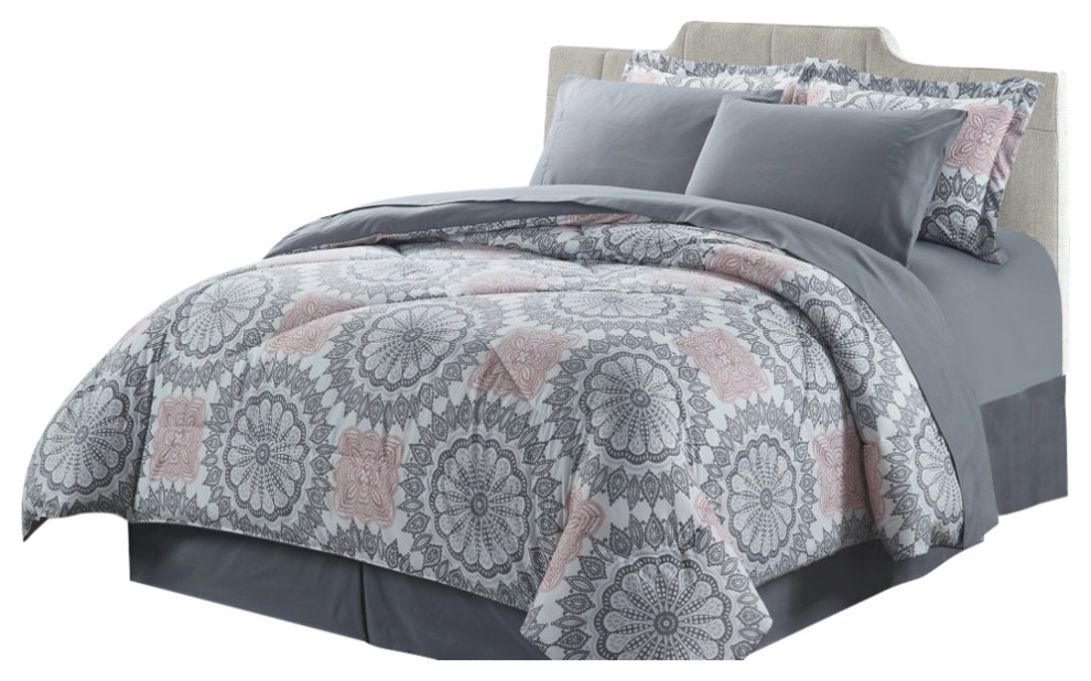 Bibb Home 8pc Down Alternative Bed in a Bag Set, Queen Contemporary