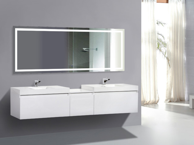 Large Led Lighted Bathroom Mirror With, Contemporary Vanity Mirrors With Lights