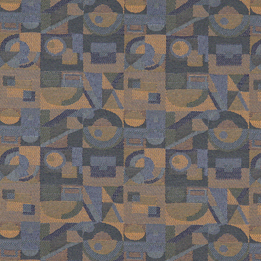 Dark Blue Gold Green Abstract Geometric Durable Upholstery Fabric By The Yard