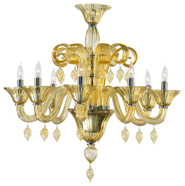 Treviso 3 Light Cascade Amber Murano Glass Mini Chandelier Treviso Amber 8 Light Murano Glass Chandelier Eclectic Chandeliers
